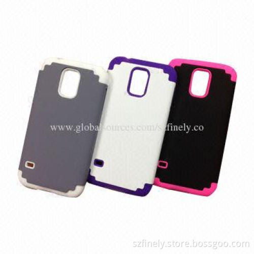 PC + Silicone Cases for Samsung S5, 2-in-1 Design, Various Colors Available